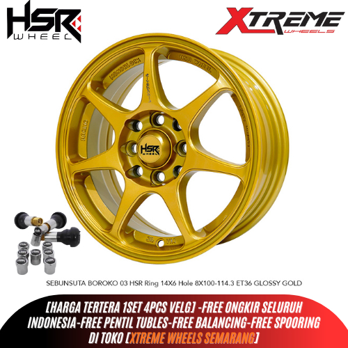 Velg/pelek mobil racing ring 14 - pelek mobil brio datsun go HSR BOROKO SEBUNSUTA lubang 4 r14