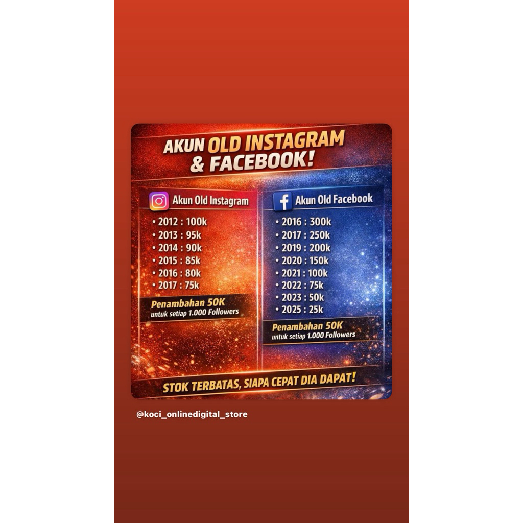 AKUN OLD IG/FB/TG/TIKTOK/TWITTER 2010-2025