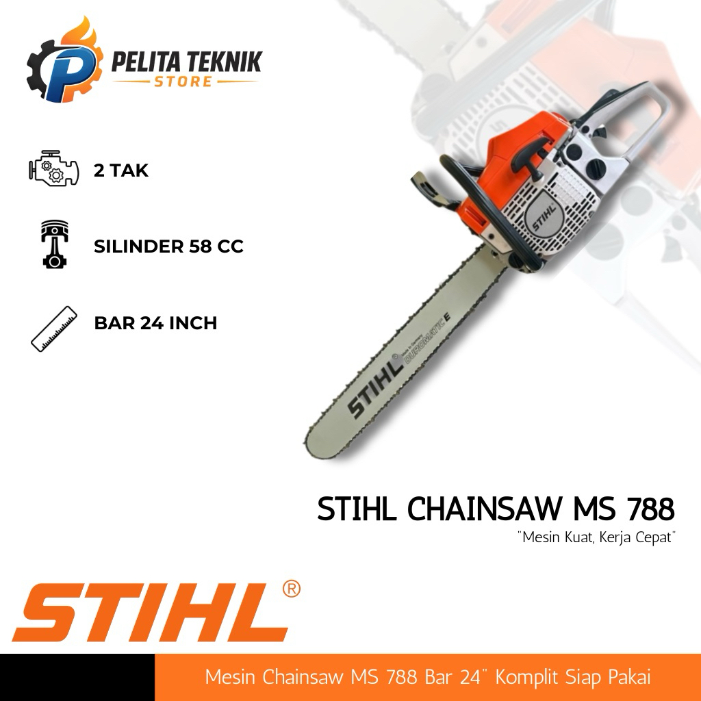STIHL MS 788 Chainsaw 24 Inch, Bar dan Rantai Komplit