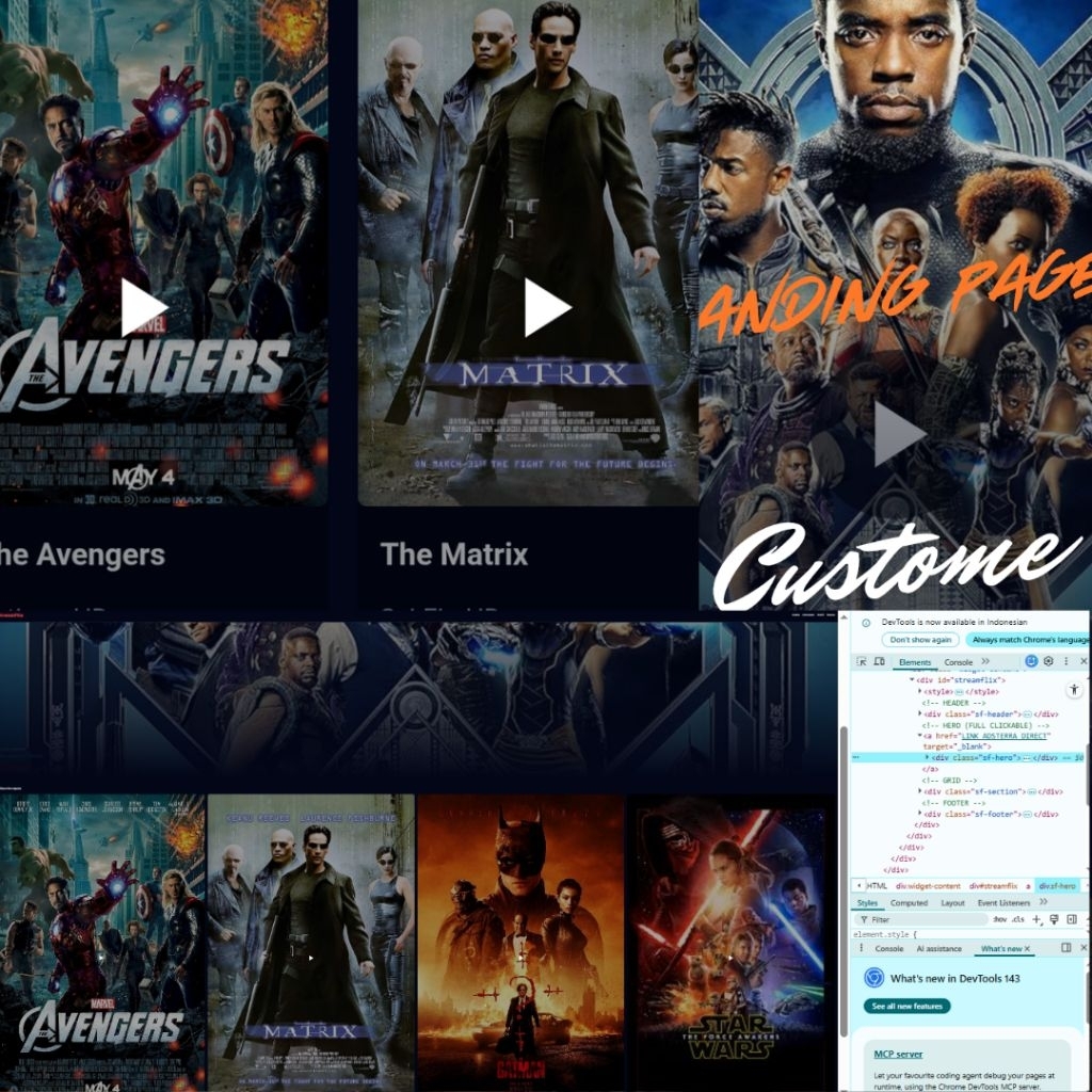 Landing Page Siap Pakai Movie Direct Iklan Adsterra Responsive High CPM