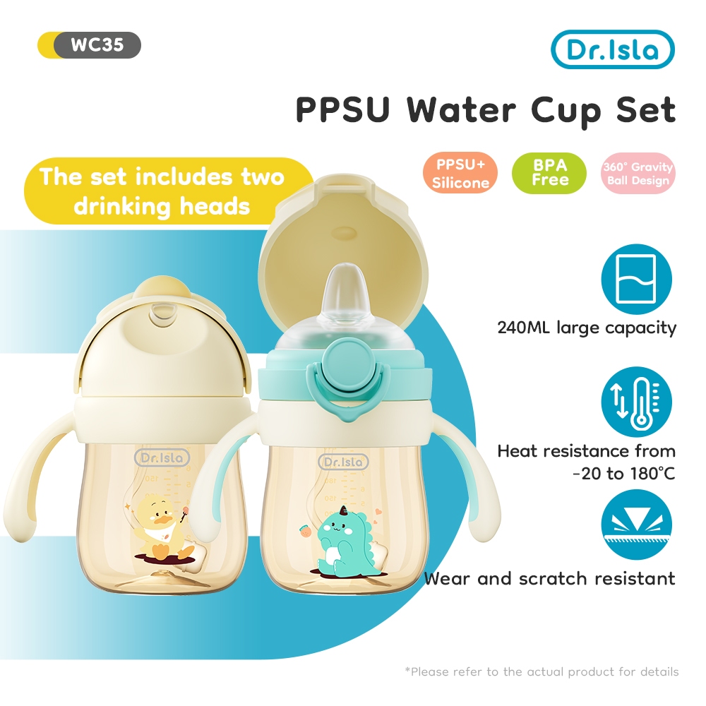 Dr.isla Dot Bayi Botol Susu PPSU 240ml Botol Minum Bayi BPA Free Botol Bayi Newborn 1 Set WC35