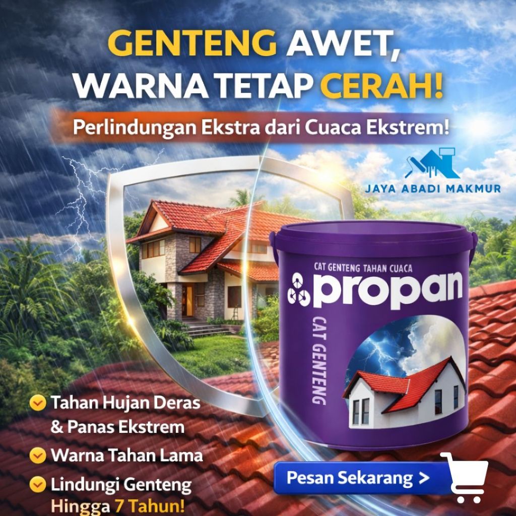 Propan Cat Genteng 20 kg   - Cat Tembok Eksterior Atap Tahan Jamur & Cepat Kering / Cat Genteng / Wa