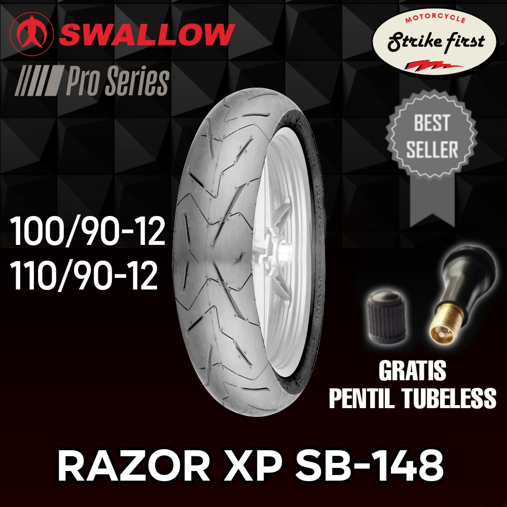 BAN SWALLOW RAZOR SB-148 BAN TUBELESS RACING PRO SERIES RING 12 UKURAN 100/90-12 | 110/90-12 BAN MAT