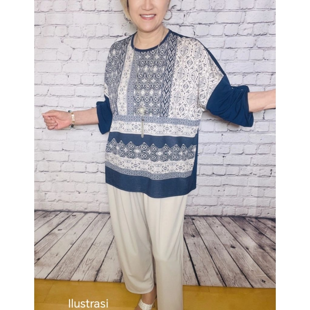 Atasan Wanita Blouse Rayon Motif Batik Etnik Premium