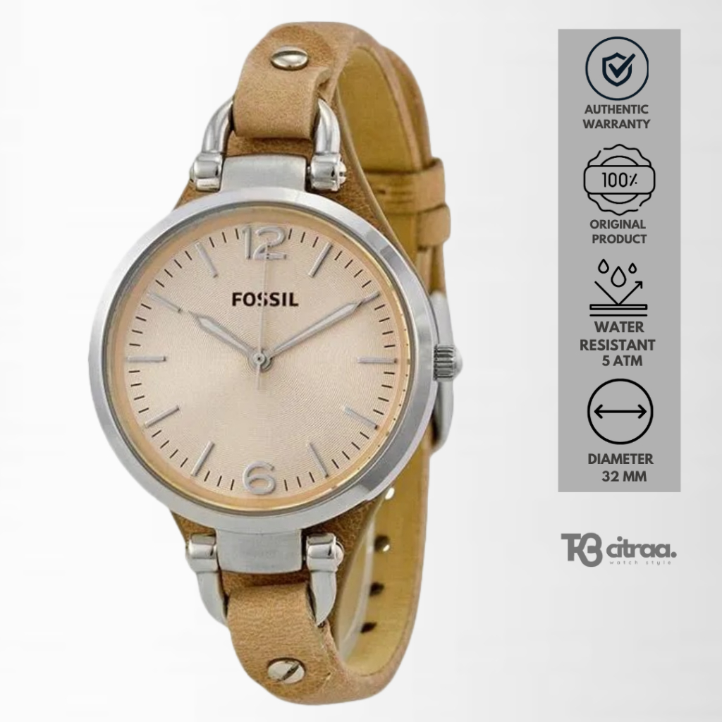 Jam Tangan Wanita Fossil Georgia Bone Leather Casual Original ES2830