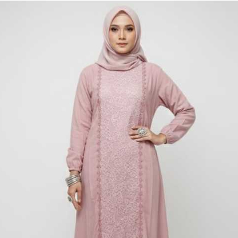 Eprise Gamis N - SS 633 Pink All Size | Gaun Maxi Wanita Muslim | Dress Gamis Brukat | Dress Lebaran