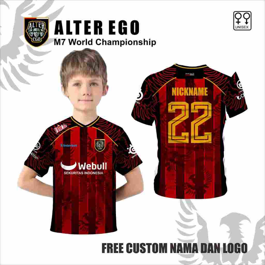 Baju jersey anak Alter Ego sport season 16 kaos ersport Mobile Legend free custom