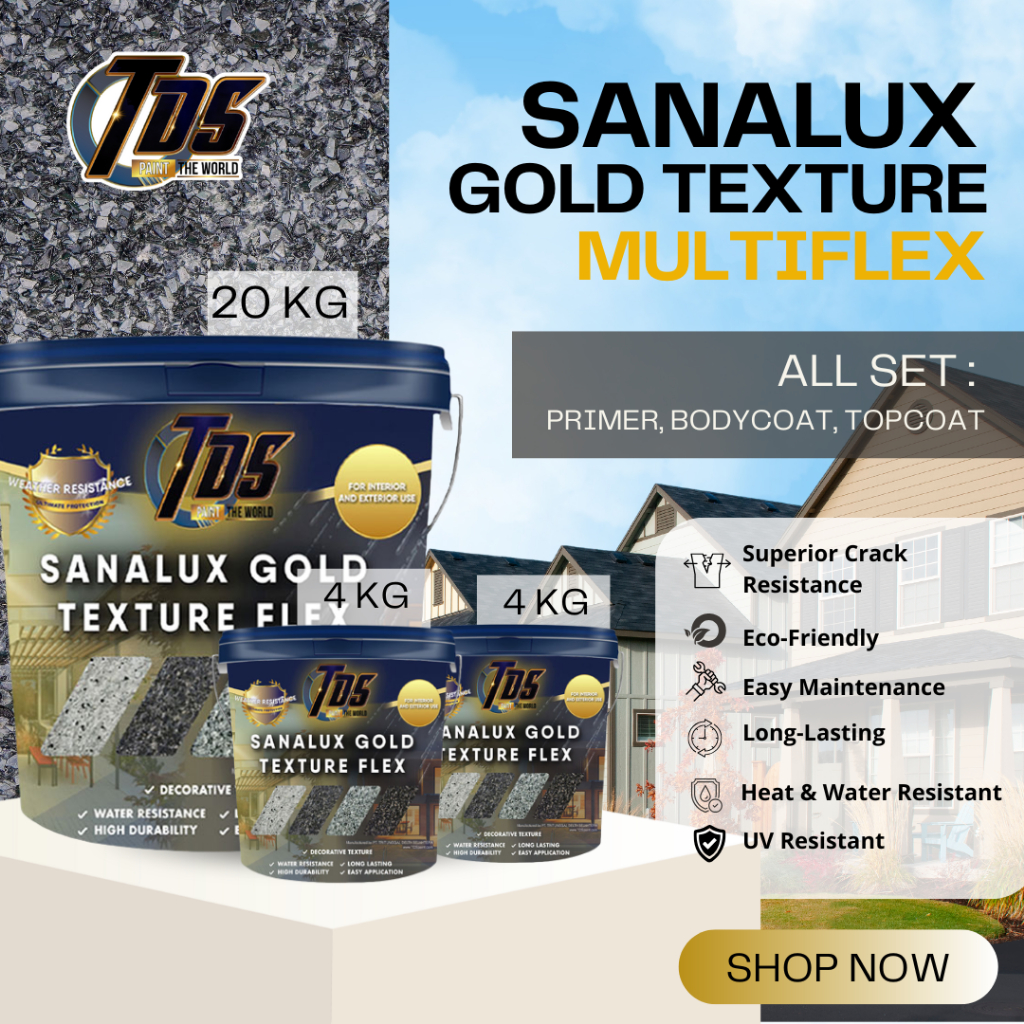 Cat Texture Motif Batu Alam Sanalux Gold Flex All Set - Cat Dekoratif Motif Batu Alam– Tahan Air – T