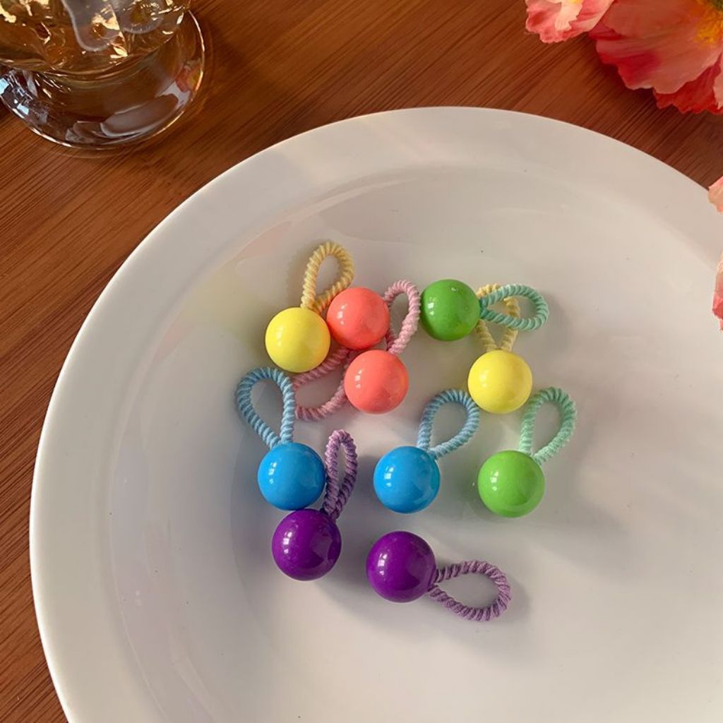 ikat rambut anak perempuan lucu unik bola permen candy korean lucu pastel ball fashion aksesoris