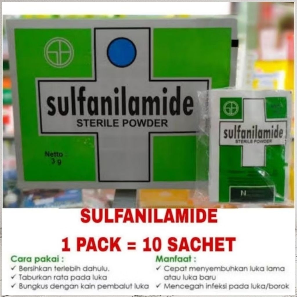 10 Sachet Sulfanilamide Obat Koreng Serbuk - Obat Luka Cepat Kering