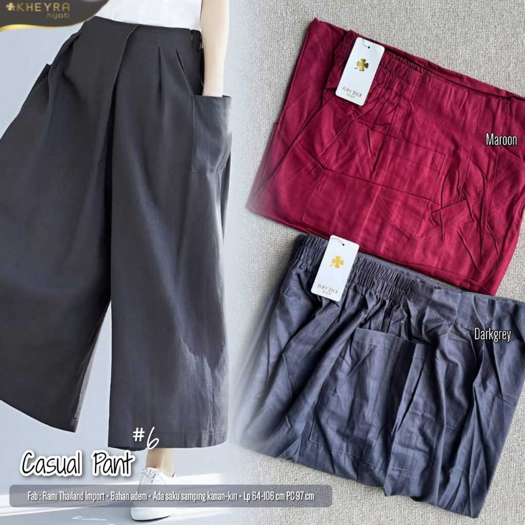 Celana Kulot Lebar Casual Pant Original KHEYRA Hijab Bahan Rami Thailand Import Premium All Size Jum