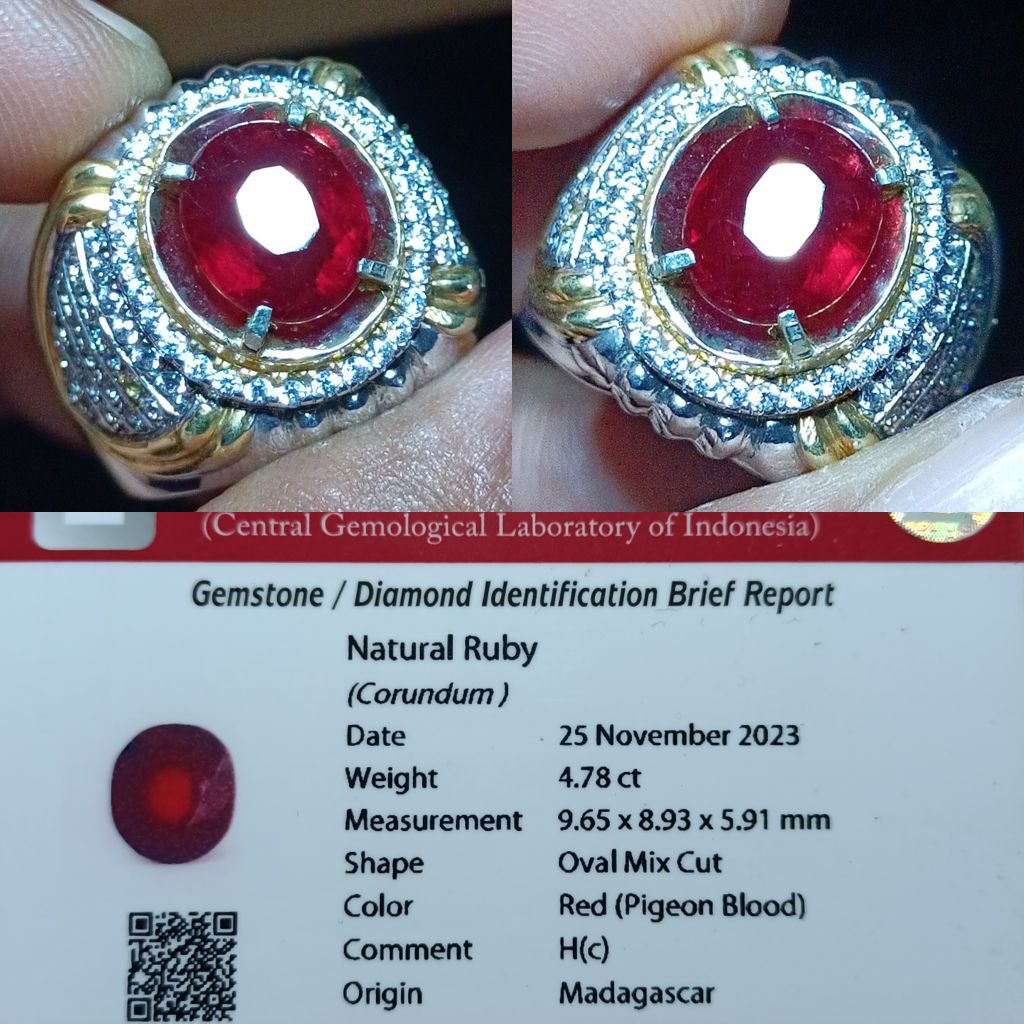NATURAL RED RUBY CORUNDUM PIGEON BLOOD MADAGASCAR RING PERAK CHROM MEWAH MEMO CGL LAB