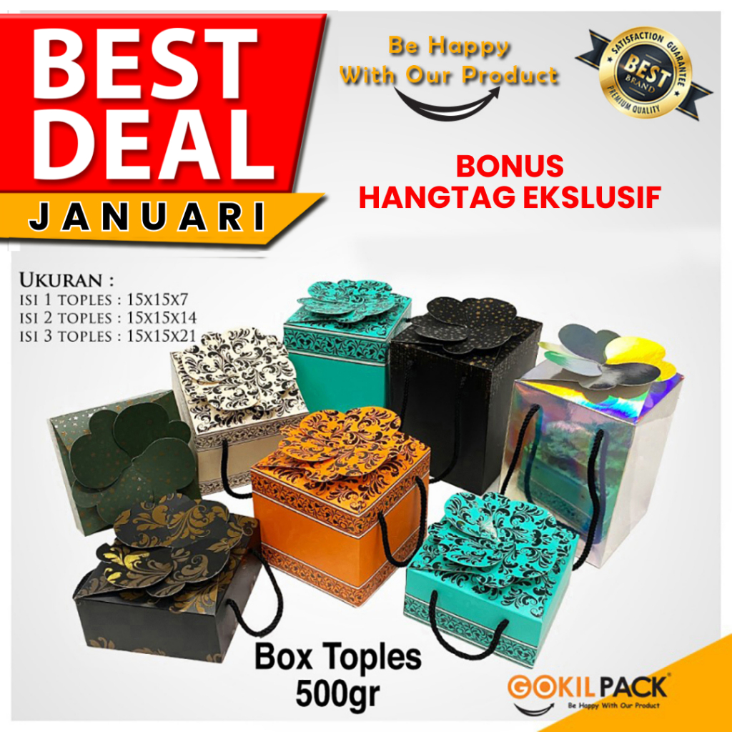 GOKILPACK - Clover Box Hologram - Wadah Toples Hologram Mewah - All Variant Clover