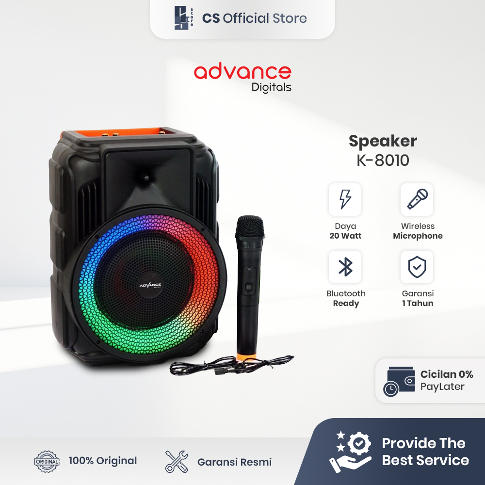Advance Speaker 8 Inch KV-8010 Portable Bluetooth Gratis Mic Wireless