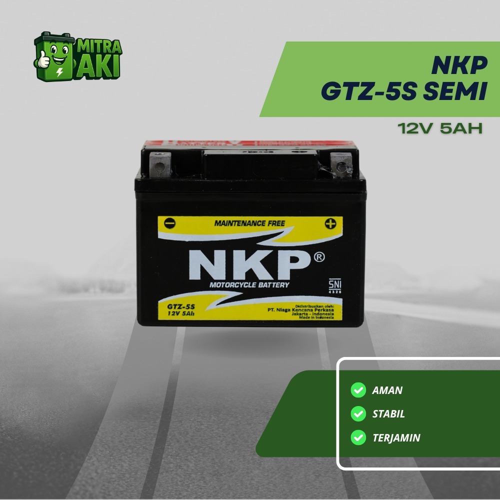 Aki Motor Beat Kharisma Kirana ( Bkn Grande ) Aki Semi Kering Merk : NKP GTZ-5S MF