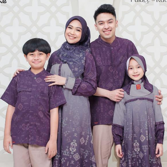 Keke Busana - Baju Lebaran Sarimbit Keluarga 2026 Alnara Vintage Violet Series Gamis Dress Koko
