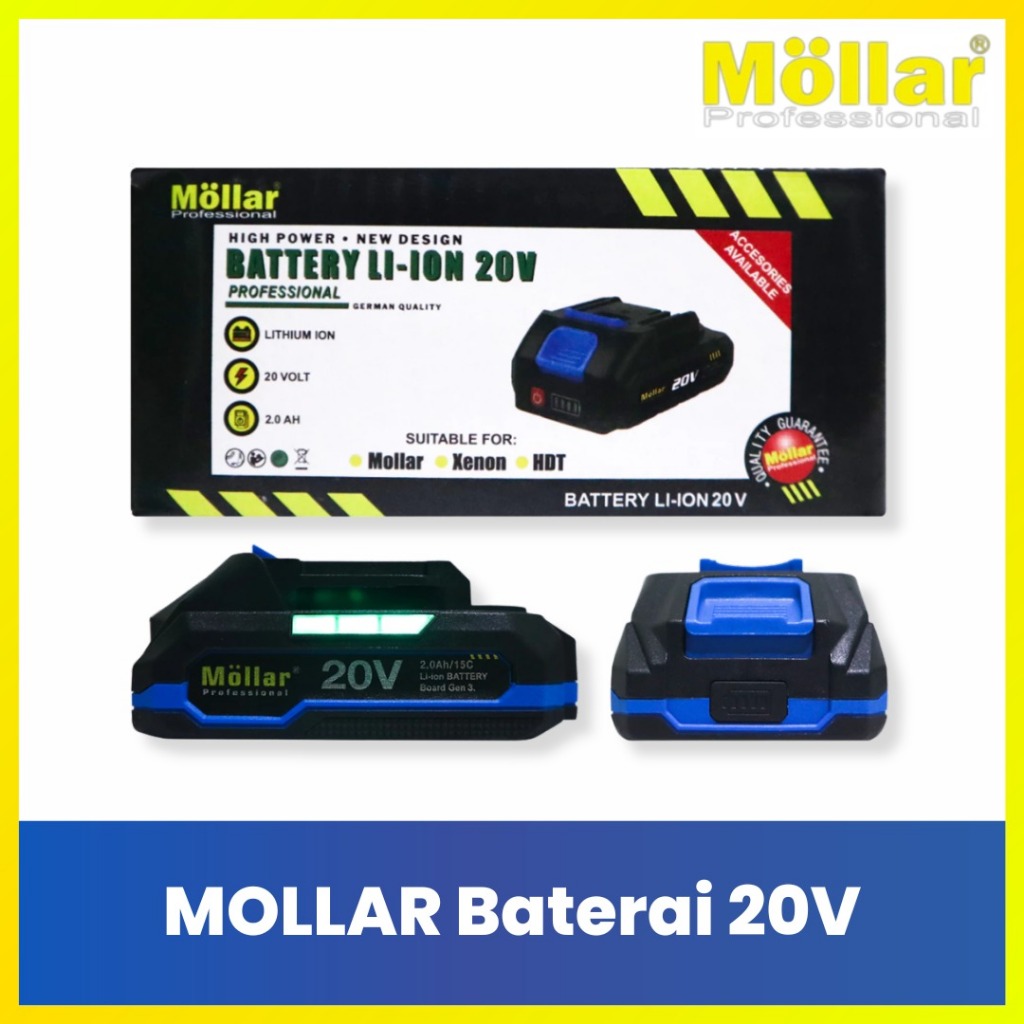 Mollar Battery Universal 12V / 20V 2Ah 4Ah Baterai Cordless Mollar Bisa Pakai di Semua Alat Mollar