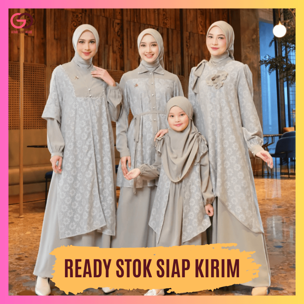 Sarimbit Sundaripuspa Aden Basic Dress Free Jilbab Lebaran by Aden Hijab Couple Baju Lebaran