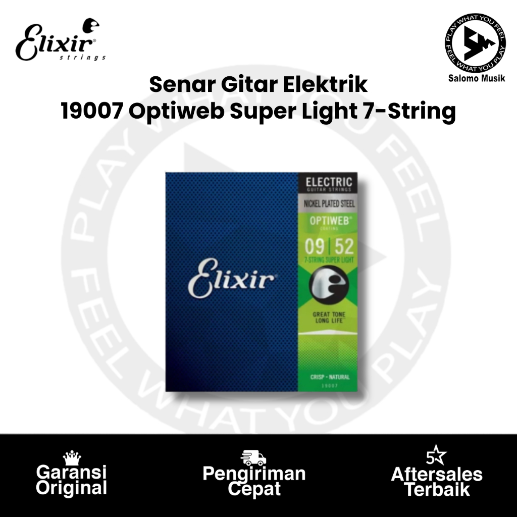 Senar Gitar Elektrik Elixir 19007 Optiweb Super Light 7-String 09-52 Original