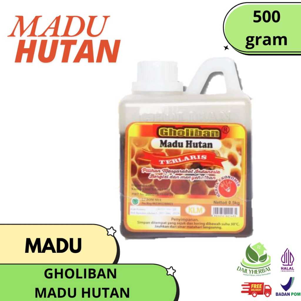 Madu Hutan Gholiban 500 Gram - Madu Asli Alami Berkhasiat Halal & BPOM