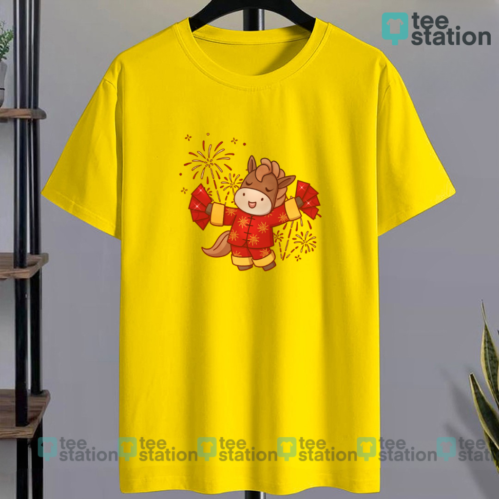 TEE STATION KAOS KUDA KEMBANG API LUCU FIREWORKS HORSE TAHUN BARU IMLEK SINCIA T-SHIRT FASHION WANIT