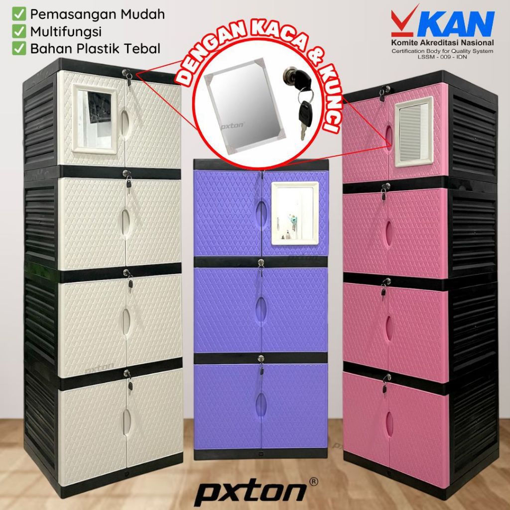 PXTON LEMARI PAKAIAN PLASTIK SSN 4 DIAMOND PXTON KACA