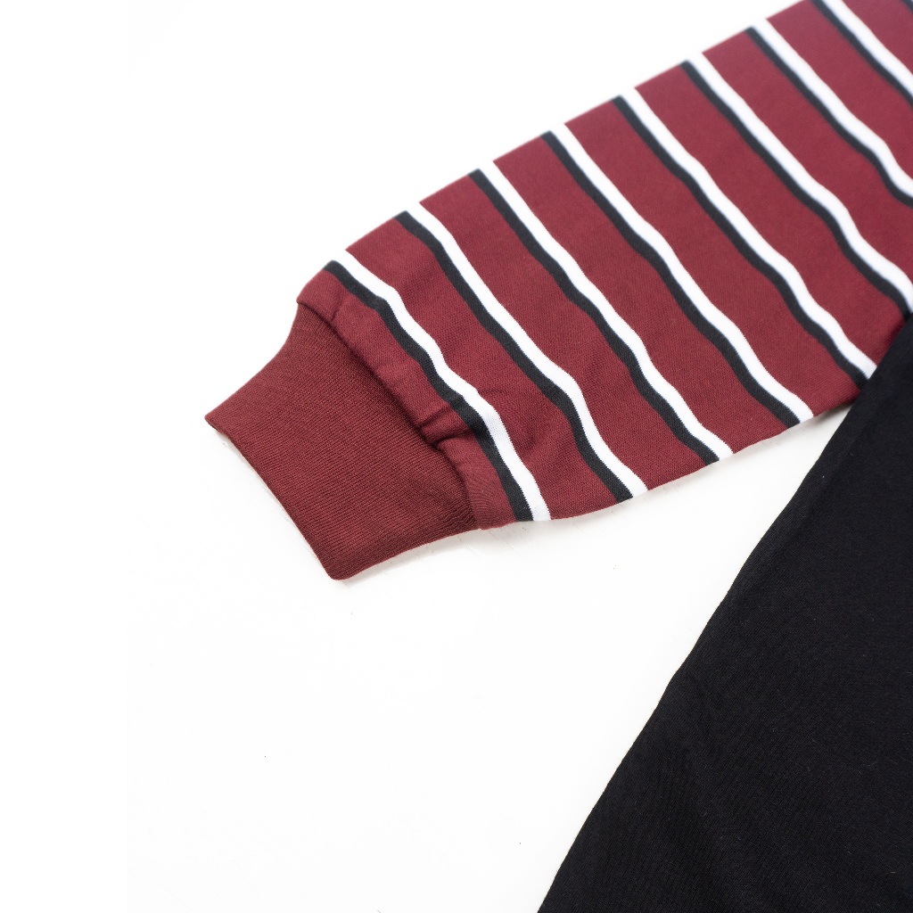Troy Company Double Sleeve Longsleeve Tshirt Black Maroon Faithfull - Kaos Hitam Maroon Lengan Panjang DSD 3508