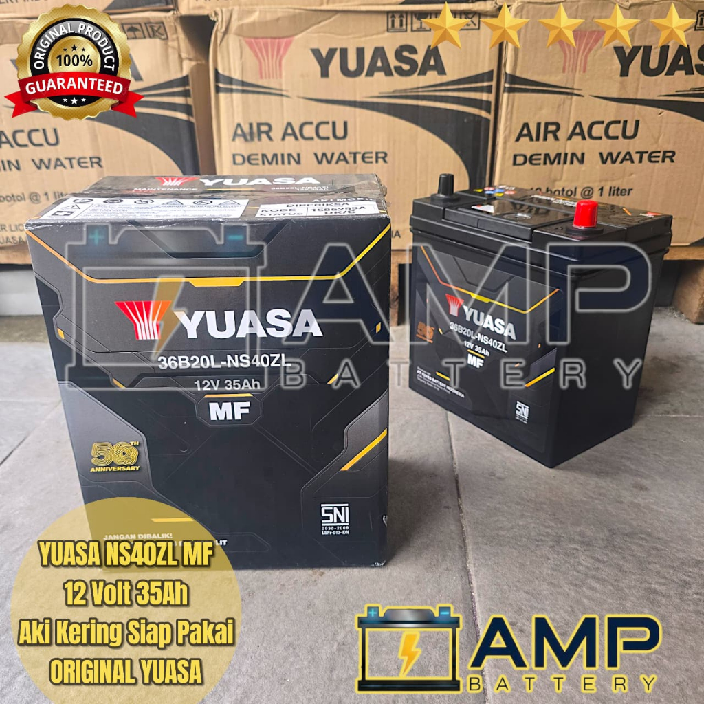 Aki Mobil Brio/Sigra/Jazz/Ertiga NS40ZL Yuasa Aki Kering 12v/35Ah Original