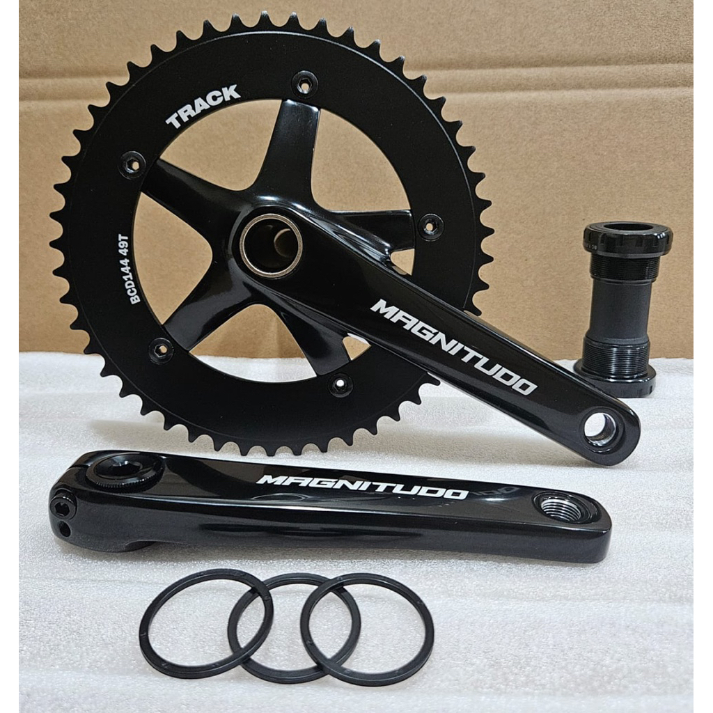 Crankset MAGNITUDO Track 49T BCD144 BB HT2 Hollowtech Panjang 165mm Untuk Fixie