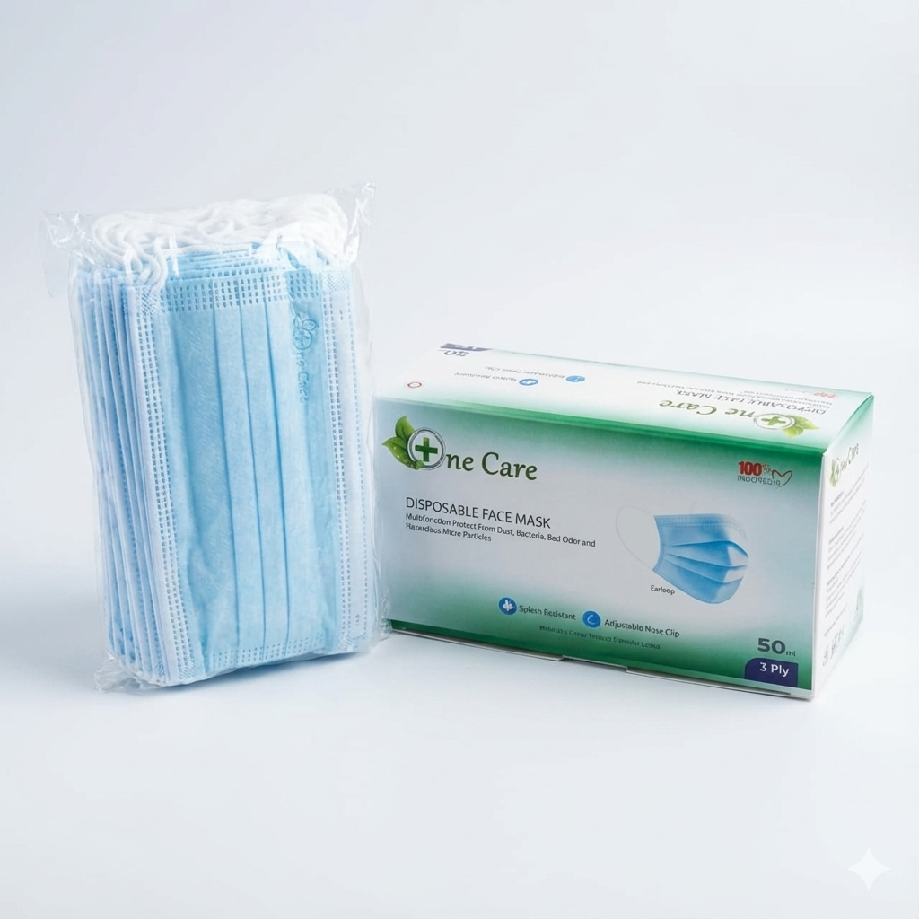 Masker Medis One Care Isi 50 pcs 3Ply Premium Tebal - Masker Earloop