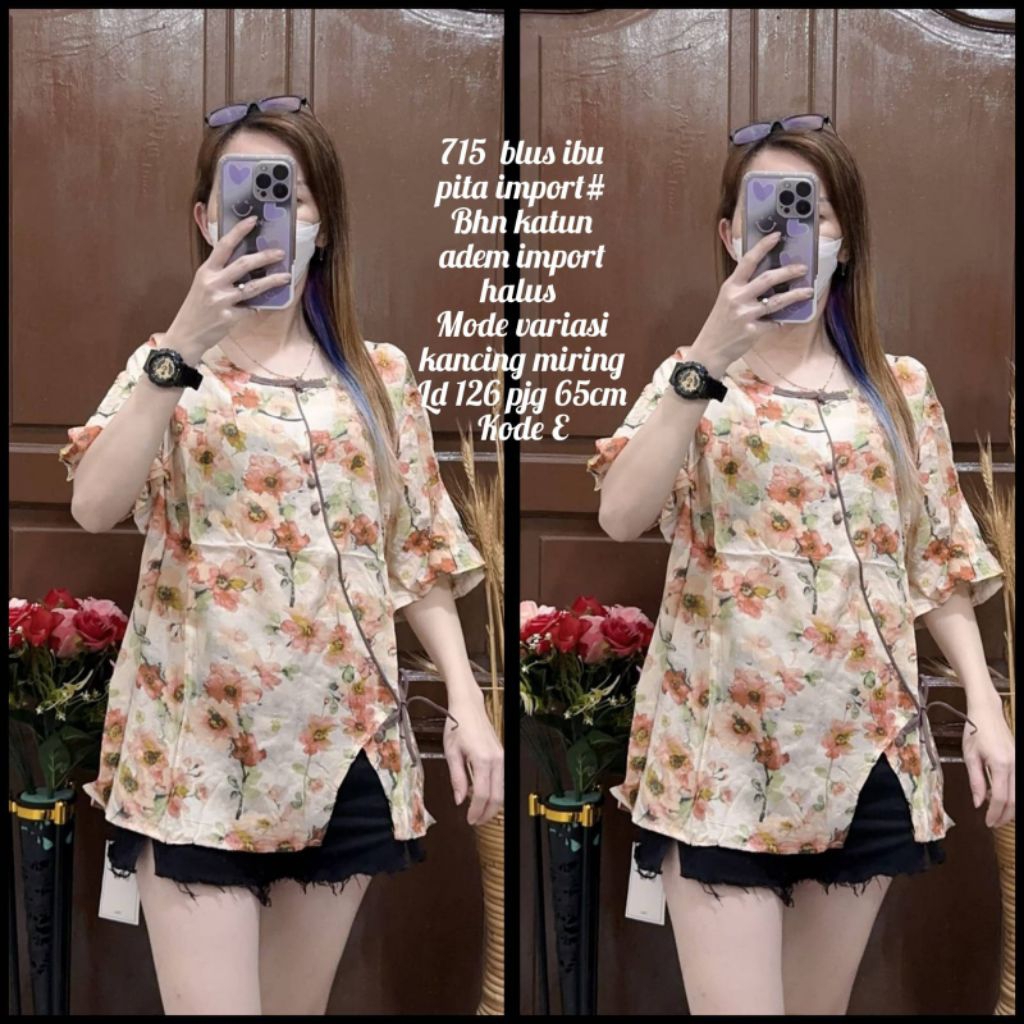 715 Atasan Katun Adem Wanita/Blouse/Blus/Baju Jumbo 126cm/BigSize