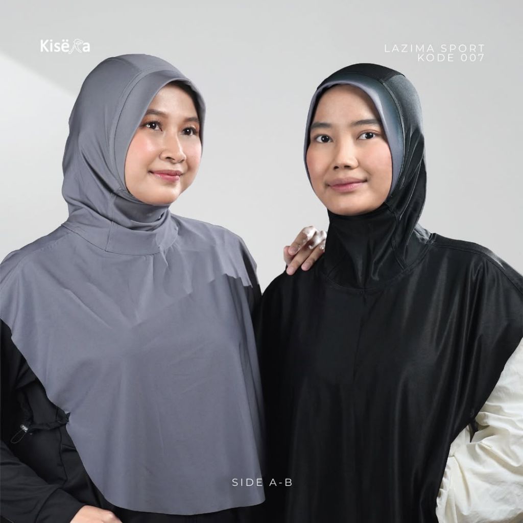 Kisera Kerudung Sport Rompi Bergo Hijab 2 Warna, Jilbab Praktis Cantik "Lazima Sport Rompi 00-007 M"