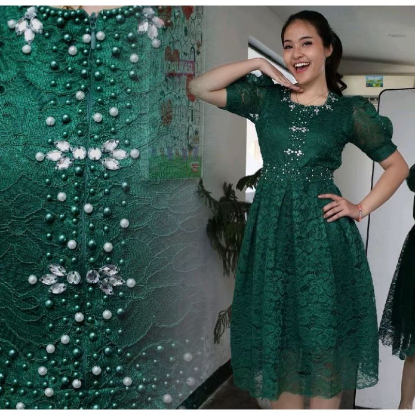 REALPICT KEBAYA BTP PENDEK BRUKAT PAYET BORDIRAN DRESS JUMBO NATALAN DAN TAHUN BARU /BAJU SETELAN OO