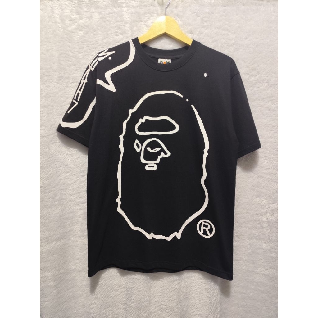 BAPE x Joshua Vides Ape Head Tee berwarna hitam Original 100%
