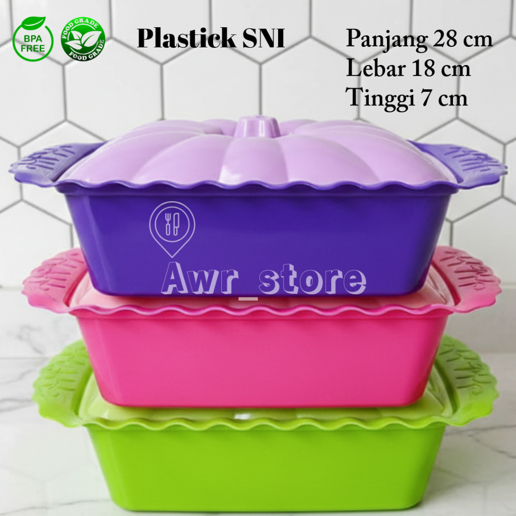 PROMO MURAH 3 PCS TEMPAT SAYUR TUTUP / WADAH PRASMANAN SET PLASTIK SNI
