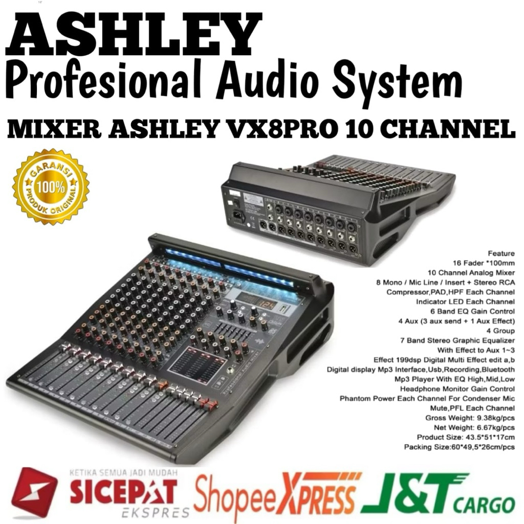 Mixer Ashley Vx8Pro Original Mixer 10 Channel Ashley vx8pro