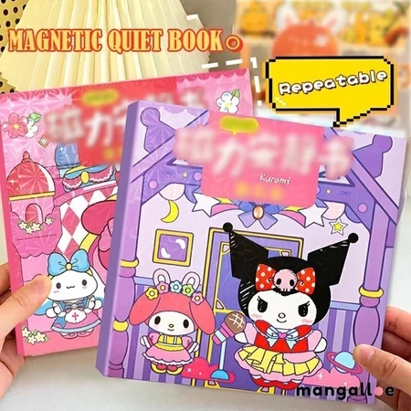 Magnetik Kuromi Kertas Boneka Rumah Buku Set Sanrio Buku Tenang DIY Buku Sibuk untuk Anak-anak