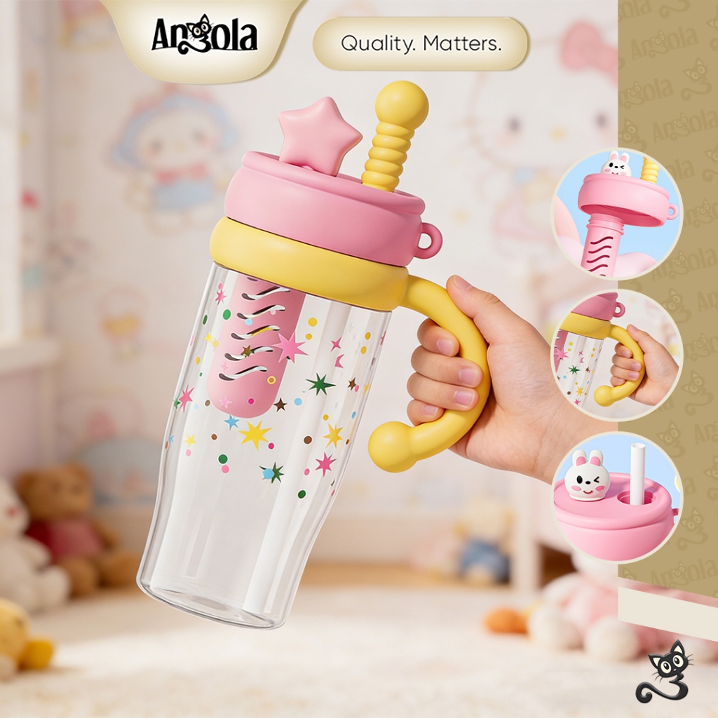 ANGOLA Tumbler Botol Minum Motif Bintang W32 Bottle Star/Tumbler Infused Water/Botol Minum Dengan Sedotan