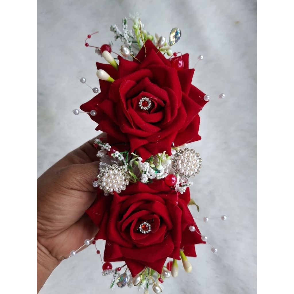 Aksesoris Hiasan Sanggul Bunga Mawar premium / Hiasan Sanggul Bunga Mawar Elegan