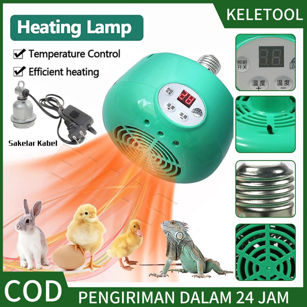 500W Pemanas Kandang Ayam & Reptil  Kipas pemanas otomatis blower Blower Penghangat Udara Otomatis  