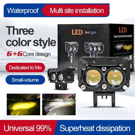 2PCS LED motor lampu kuning putih dual warna lampu depan lampu