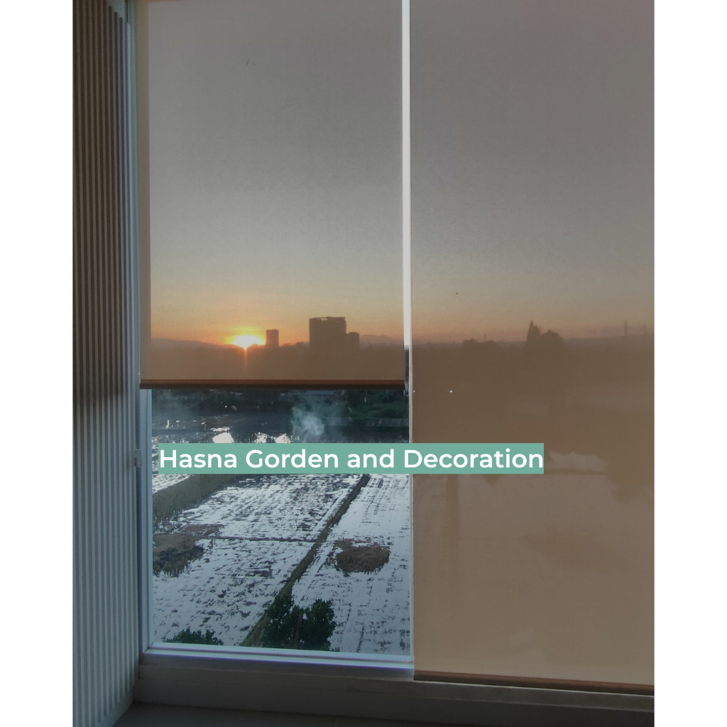 Roller Blind Blackout Motif - Jendela Minimalis, Tirai kantor, jendela apartemen,kamar