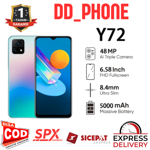 HP VIVO Y72 RAM 8+4/256 GB KAMERA 64MP LAYAR 6.58 INCI ORIGINAL GARANSI 1 TAHUN