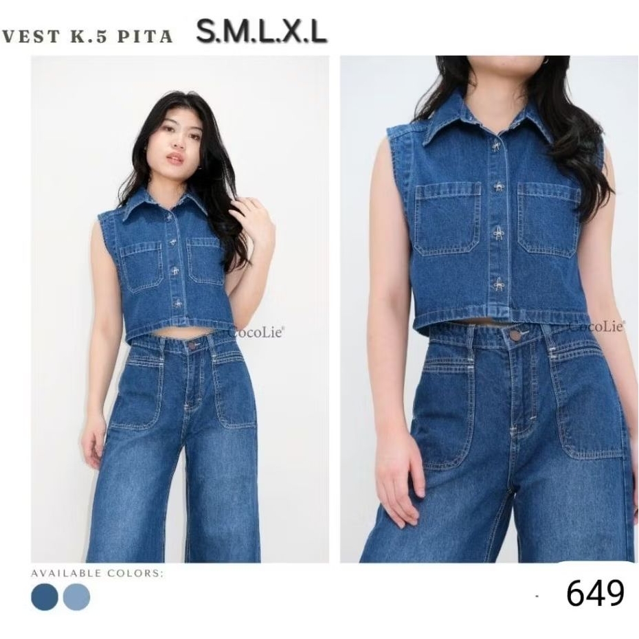 B7200 | VEST JEANS WANITA IMPORT PREMIUM