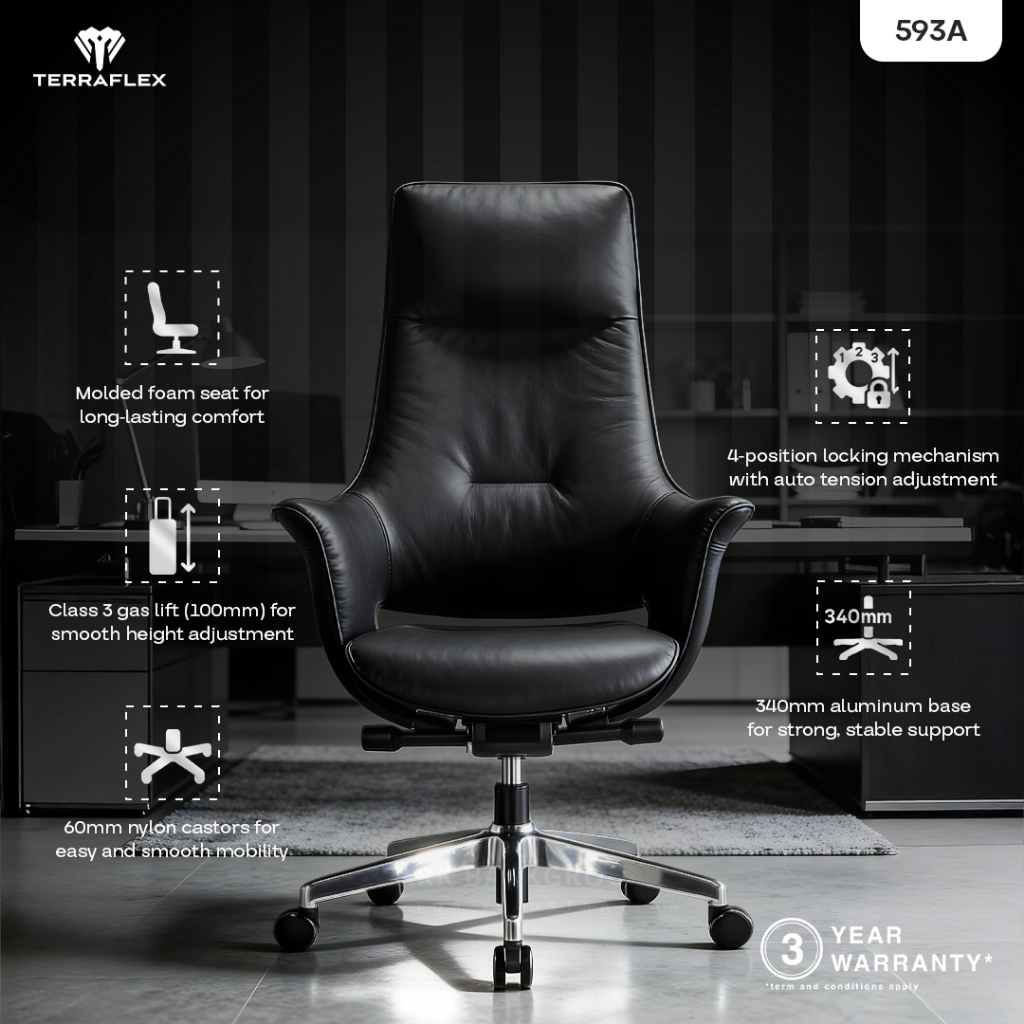 Terraflex 593A Premium Leather Chair Kursi Direktur Kursi Kantor Office Chair Kursi Kulit