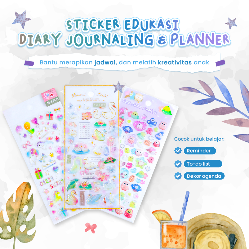 Stiker Edukasi Anak Diary Journaling & Planner – Stiker Timbul Lucu