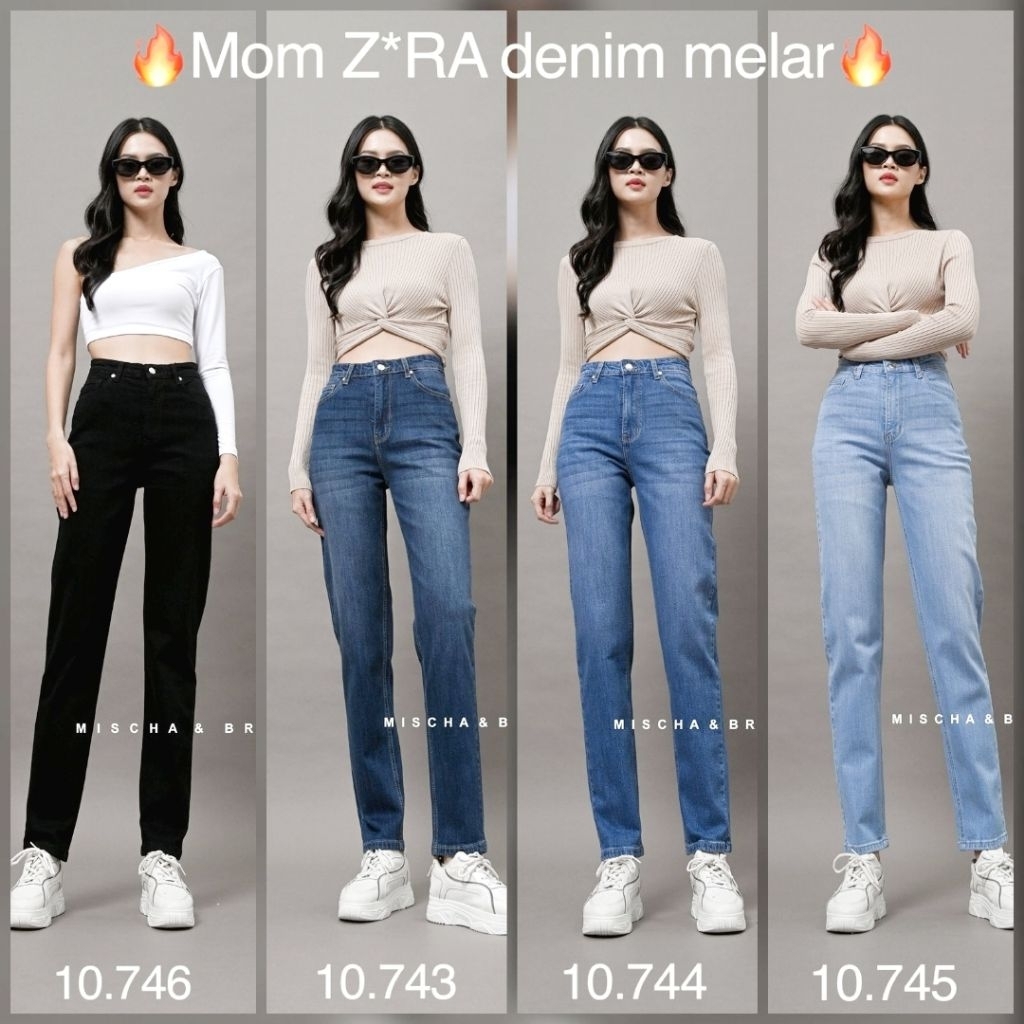 M&B JEANS Celana Panjang Wanita Jeans Stretch MOM Comfort High Rise Ankle Length