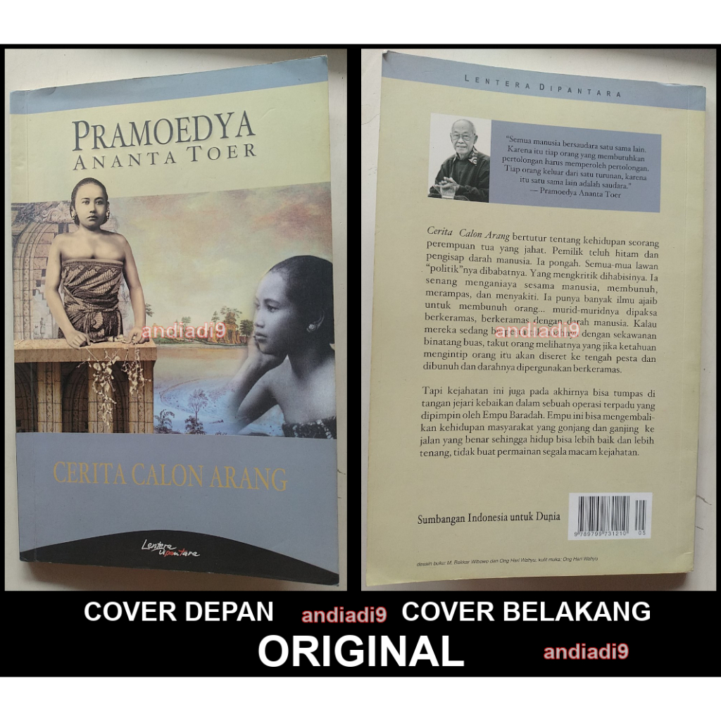 BUKU CERITA CALON ARANG  PRAMOEDYA ANANTA TOER ORIGINAL ASLI COVER DEPAN HURUF PRAMOEDYA ANANTA TOER