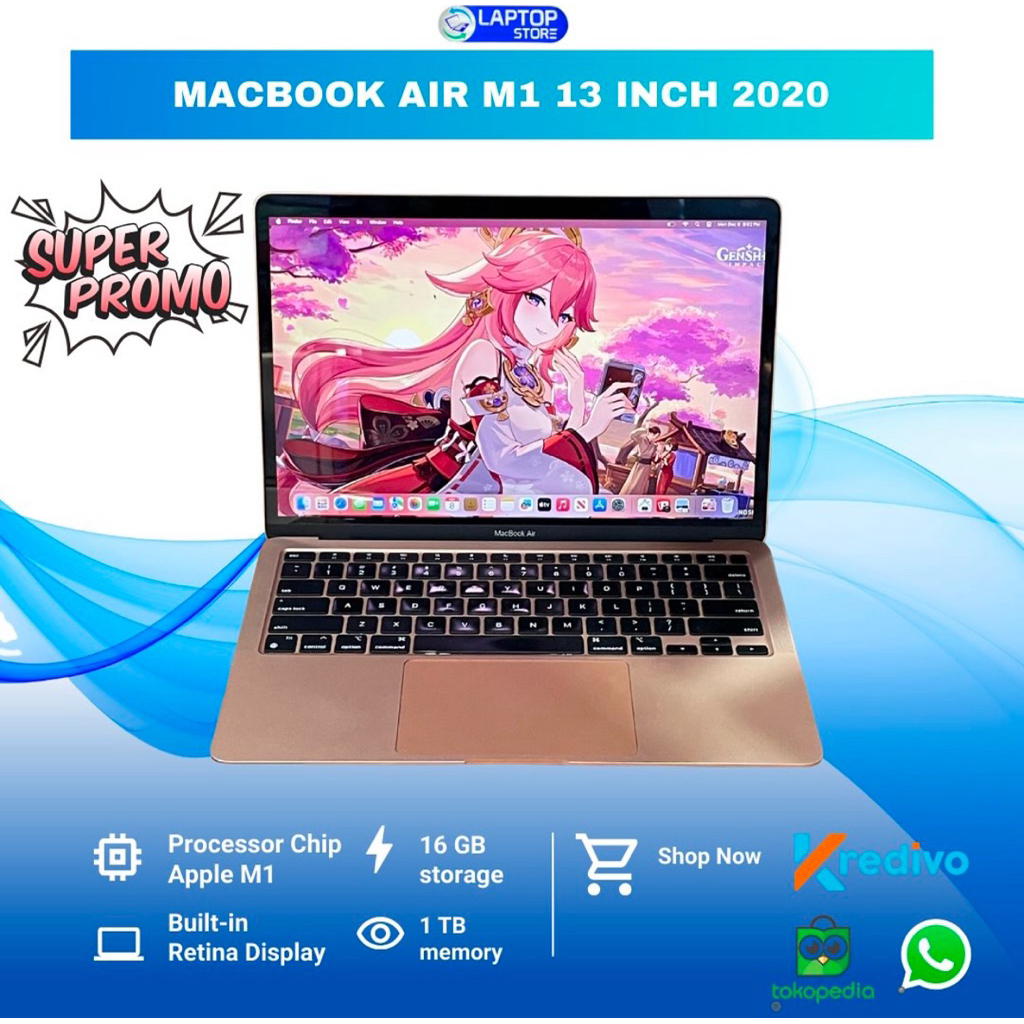 Macbook Air retina chip m1 2020 ram 16gb ssd 1tb