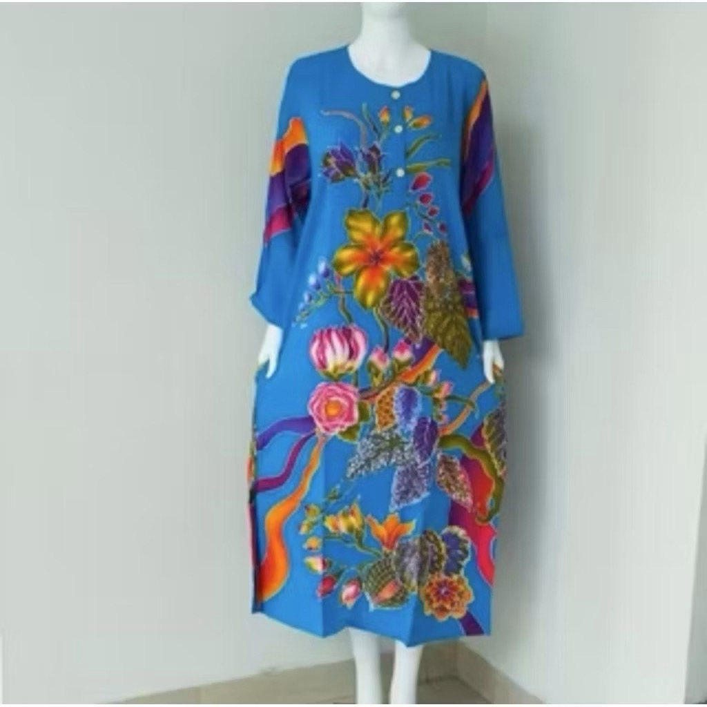 DASTER KENCANA UNGU LENGAN PANJANG BAHAN KATUN RAYON MODEL TERBARU LD120cm